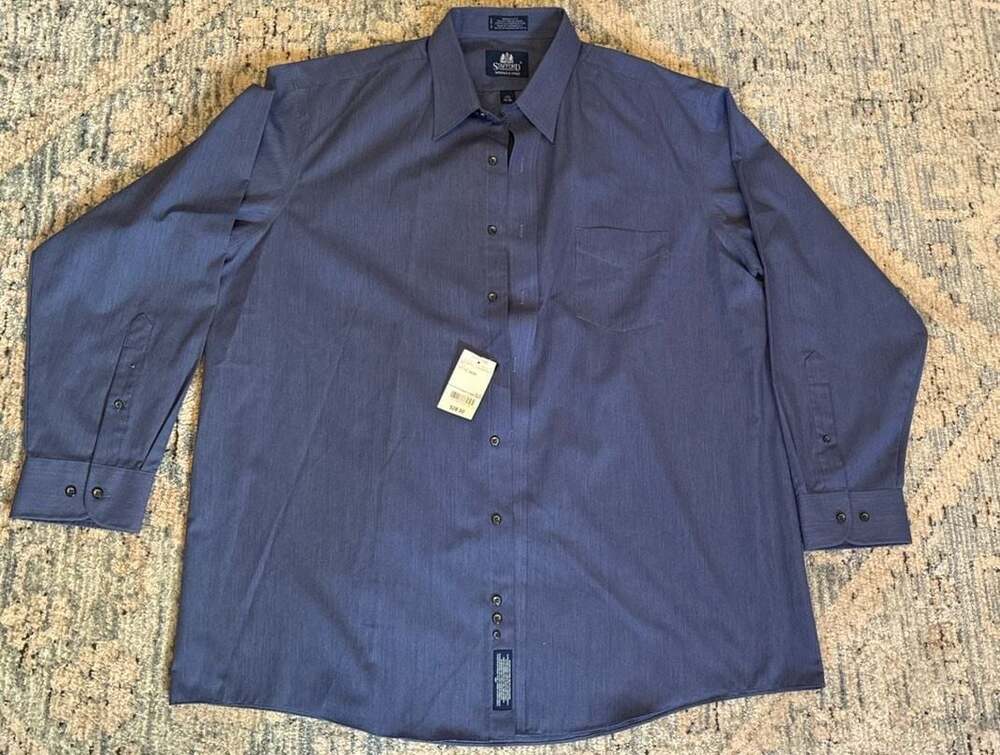 Stafford Wrinkle-Free Broadcloth Dress Shirt in Blue, Size 17 1/2 34/35 NWT
